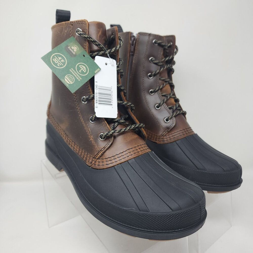 Kamik Waterproof Leather Boots Mens 9 Brown Lawrence Winter Insulated Heat Shoes